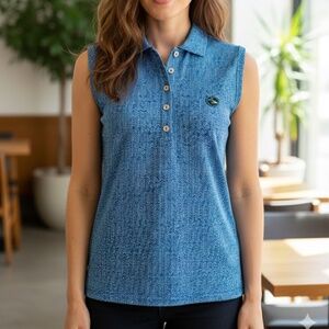 NWOT Women's Peter Millar Eagle Point Golf Club Sleeveless Polo Shirt Top SMALL